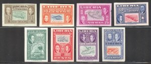 Liberia Scott 332-37,C68-69 (var) Unused HOG Imperfs - 1952 Scenes and People