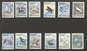 Greenland Sc# 177-188 MNH 1987-1990 Birds of Prey