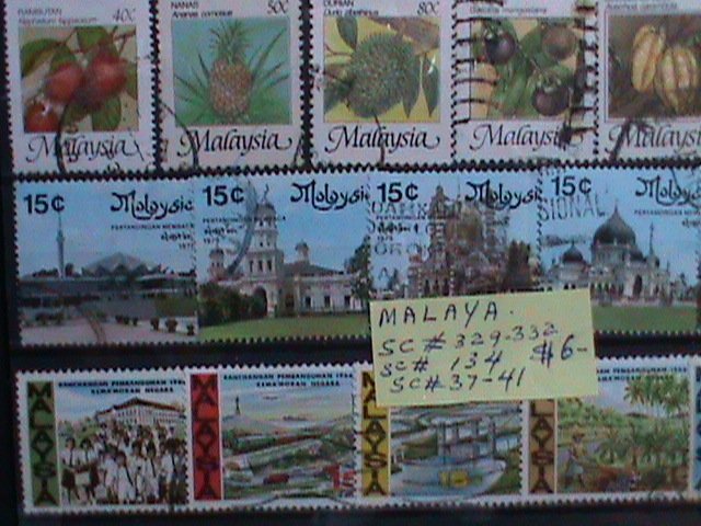 ​MALAYSIA: SC# 37-41, #134, #329-332 VERY OLD THREE SETS OF USED STAMPS.