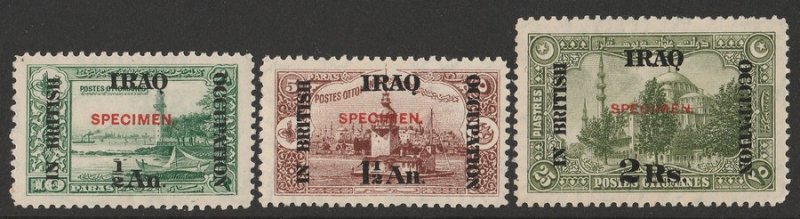 IRAQ : 1918 In British Occupation set ½a on 10pa - 2R/25Pi SPECIMEN. MNH **.