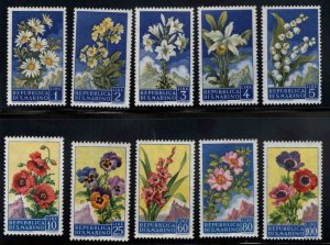 San Marino Scott 394-403 MNH** Flower stamp set