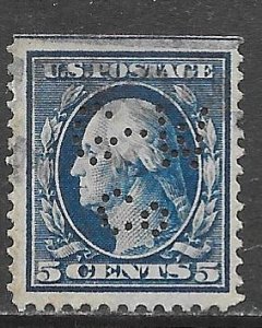 USA 378: 5c Washington, perfin, used, SE