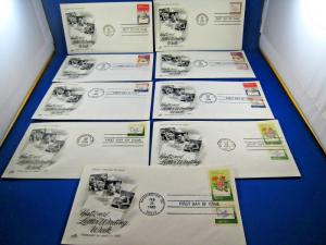 U.S. FIRST DAY COVER SETS - LOT of 9 - 1980-NATIONAL LETTER WRITING    (FDC-16x)