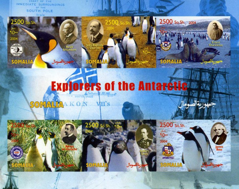 Somalia 2004 EXPLORERS OF THE ANTARCTIC Penguins Sheet Imperforated Mint (NH)