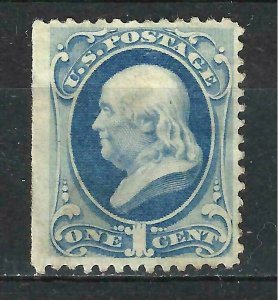 #156 US  1 CENT DARK ULTRAMARINE-FRANKLIN-MINT-HGD-FINE-VF