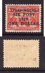 Newfoundland-Sc #C2- id 12-unused,og,hinged Airmail-$1 on 15c scarlet-Alcock & B