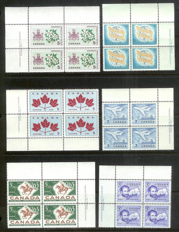 CANADA (223) Inscription Blocks/Field Sheet Blocks ALL Mint Never Hinged FV=C$73