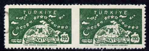 Turkey 1959 NATO 195k horiz pair imperf between (stain on...