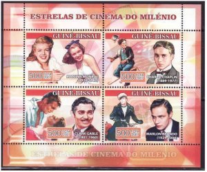 Guinea-Bissau - 2007 Actors Gable Brando Monroe Chaplin 4 Stamp Sheet GB7115a