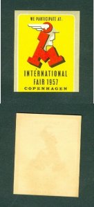 Denmark. 1957 Poster Stamp. MNH. We Participate At, International Fair Copenh.