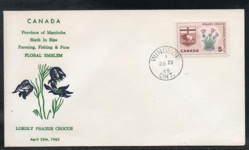 Canada #422 Flower FDC Cacheted Windsor unaddr C530