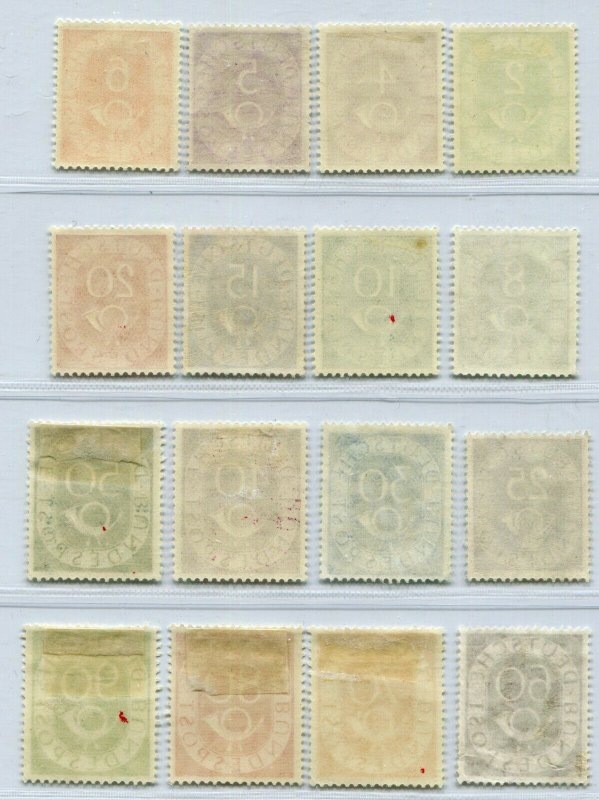 GERMANY FEDERAL REPUBLIC 1951-1952 POSTHORN SET SCOTT 670-685 VERY FINE MH