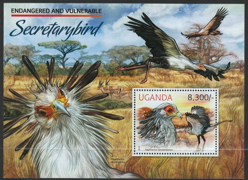 Uganda Scott 2021 MNH! SecretaryBird! Souv. Sheet!