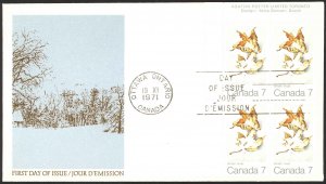 Canada Sc# 538 FDC inscription block 1971 11.19 Maple Leaves - Winter