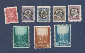 VATICAN - Scott 72-76 (light hinged) and 77-79 - MNH - 1940-1942