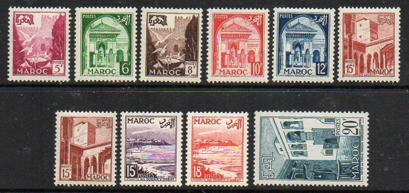 French Morocco: 1951-54 set excluding 15c. (10) ex SG 398-408 mint