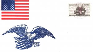 US EVENT CACHET COVER PATRIOTIC FLAG EAGLE SHIELD GERMAN IMMIGRATION TO AMERICA