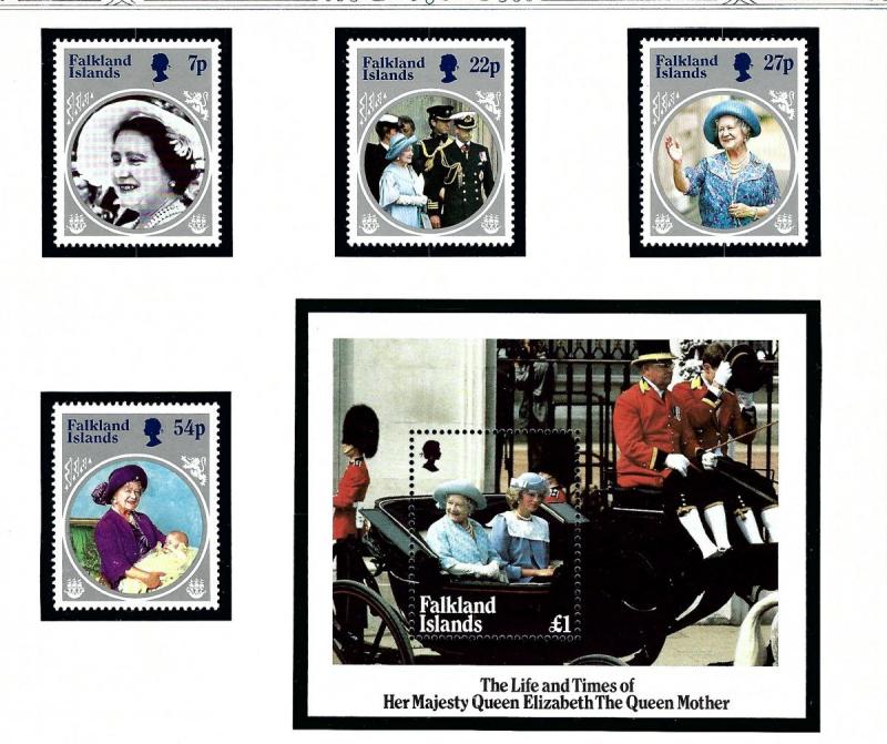 Falkland Is 420-24 MNH 1985 Queen Mother Birthday