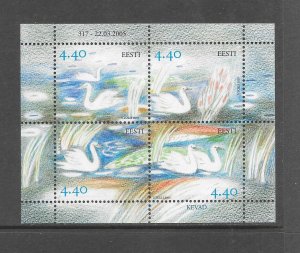 BIRDS - ESTONIA #508 SWANS MNH