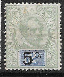 SARAWAK SG25 1891 5c ON 12c GREEN & BLUE MTD MINT