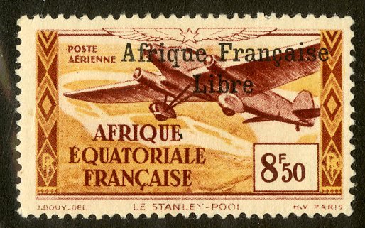 FRENCH EQUATORIAL AFRICA C14 MH SCV $4.00 BIN $1.75 AIRPLANE