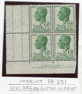 AUSTRALIA; 1951-52 GVI Portrait issue MINT MNH Positional BLOCK of 6.5d. ,