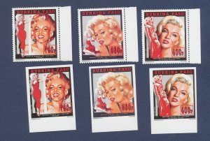 BURKINA FASO - Scott 1012-1014 - MNH perf and imperf - Marilyn Monroe -