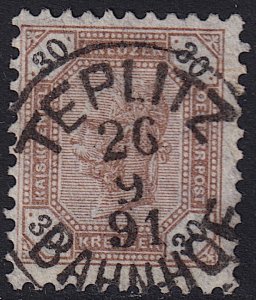 Austria - 1891 - Scott #68 - used - TEPLITZ BAHNHOF pmk Czech Republic