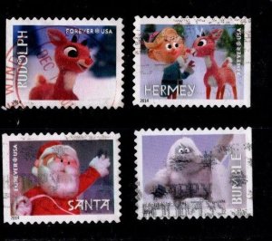 #4946 - 4949  Rudolph set/4 (Off Paper)- Used