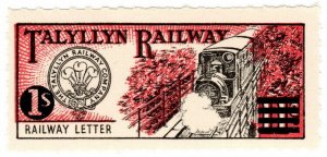 (I.B) Talyllyn Railway : Uprated Letter Stamp 1/- on 11d OP