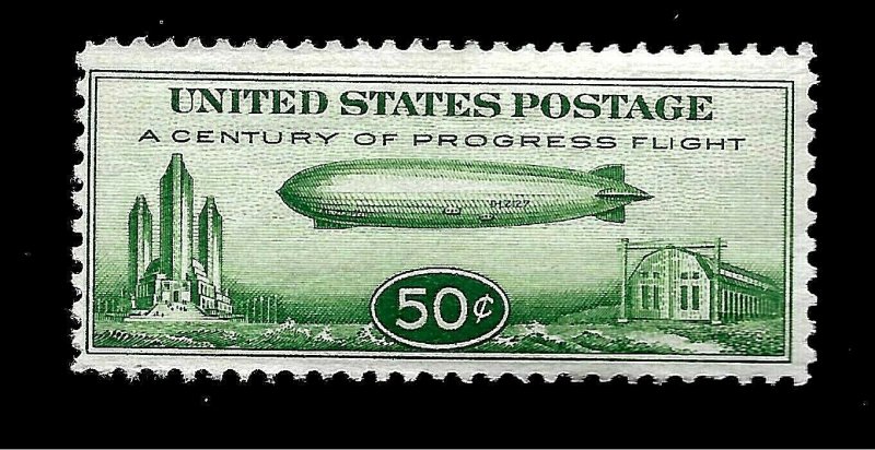 US Airmail Sc C 18 50 ¢ Baby Zeppelin Mint NH OG - Vivid Color - Pristine