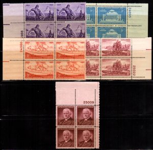 #1029, 1060 - 1063  1954 Commemoritive Plate Block Year set/5 - MNH