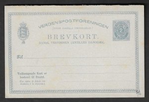 DENMARK - DAN. W. INDIES Postal Stationery: 1883 Unused reply card 2c - 39473