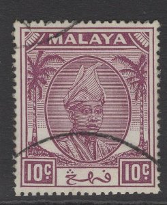 MALAYA PAHANG SG61 1950 10c MAGENTA FINE USED