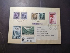 1941 Registered Luxembourg Overprint Cover Reutlingen to Graslitz