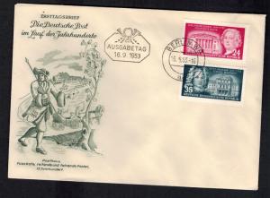 1953  East Germany DDR First Day Cover Post Office FDC 