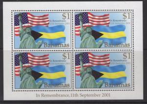 BAHAMAS SG1281 2002 IN REMEMBRANCE SHEETLET MNH