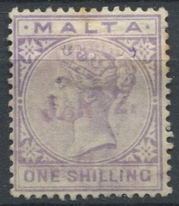 Malta Sc#13 Used, 1s vio, Definitives 1885-1902: Queen Victoria (1885)