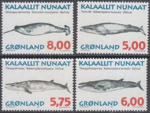 GREENLAND Sc # 319-22 CPL MNH SET of 4 DIFFERENT WHALES