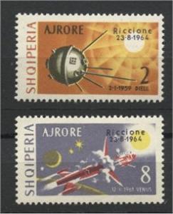 ALBANIA, RICCIONE EXPO 1964,OVERPRINT ON SPACE TOPIC STAMPS	