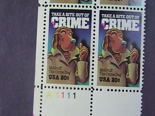 U.S.# 2102(-MINT/NEVER HINGED LL PLATE# BLOCK OF 4---MC GRUFF/CRIME DOG---1984