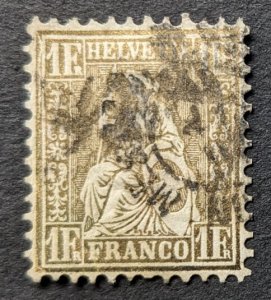 Switzerland #50 gold 1Fr used sitting Helvetia