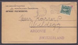 US Sc 300 on 1906 Envelope to Argovie, Switzerland