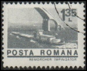 Romania 2460 - Cto - 1.35L Tugboat Under Bridge (1974)