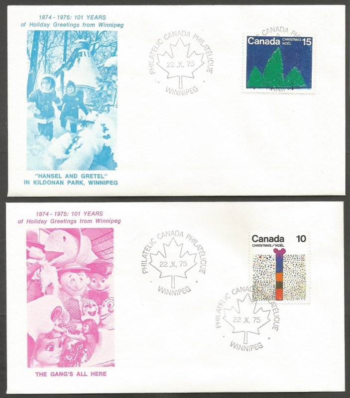 CANADA 1975 CHRISTMAS STAMPS FIRST DAY OF ISSUE DATE,GREETINGS FROM WINNIPEG