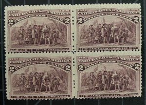 US Stamps-SC# 231 -  Columbus  -  2 MNH & 2MH - Block Of 4 - CV $86.00