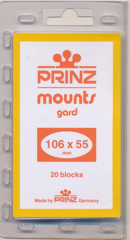 Prinz Scott Stamp Mounts Size 106/55 mm BLACK (Pack of 20) (106x55 106mm) PRECUT