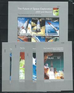 Palau 548-52 2000 Space Exploration m/s and s.s. MNH