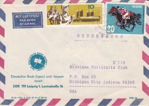 East Germany D.D.R. 1968 Airmail Cover Printed Matter to Indiana Stamp Related