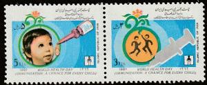 Persian Stamps, Scott# 2265-2266, MNH, World health day, immunizations, child,